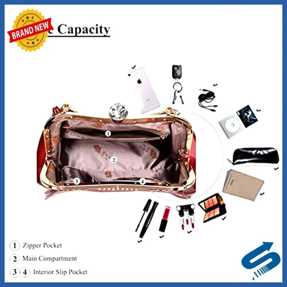 Crystal Glossy Patent Leather Tote Evening Handbag Crossbody Shoulder Bag
